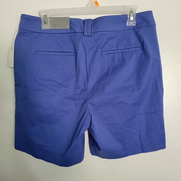 NWT Women's Talbots Blue 7" Chino Shorts Side Buttons Size 8 Cotton - Picture 5 of 8